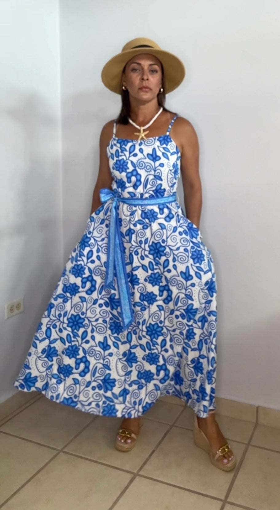 Maxi Blue floral printed dress