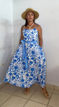Maxi Blue floral printed dress