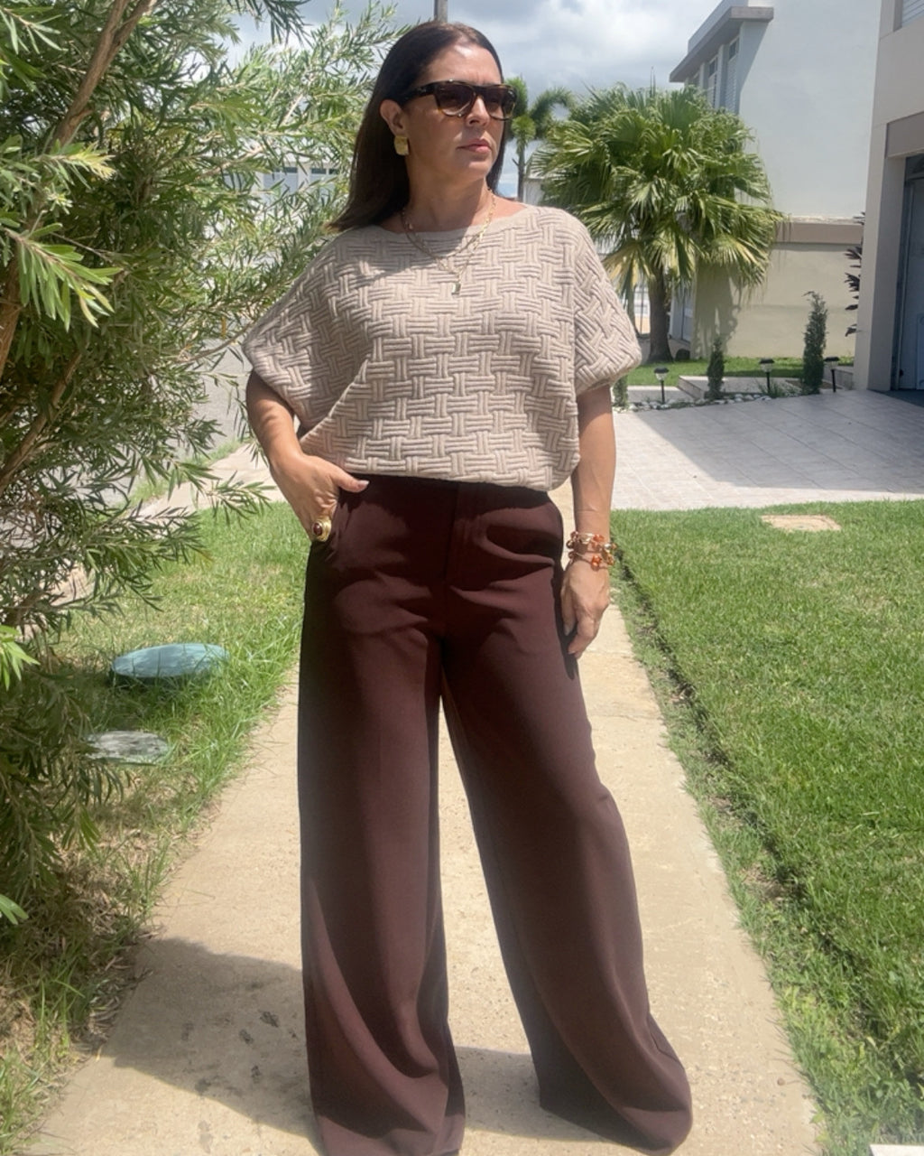 The Asymmetric Oatmeal Knit Top