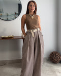 Italian Stripe Palazzo in Chocolate — One Size