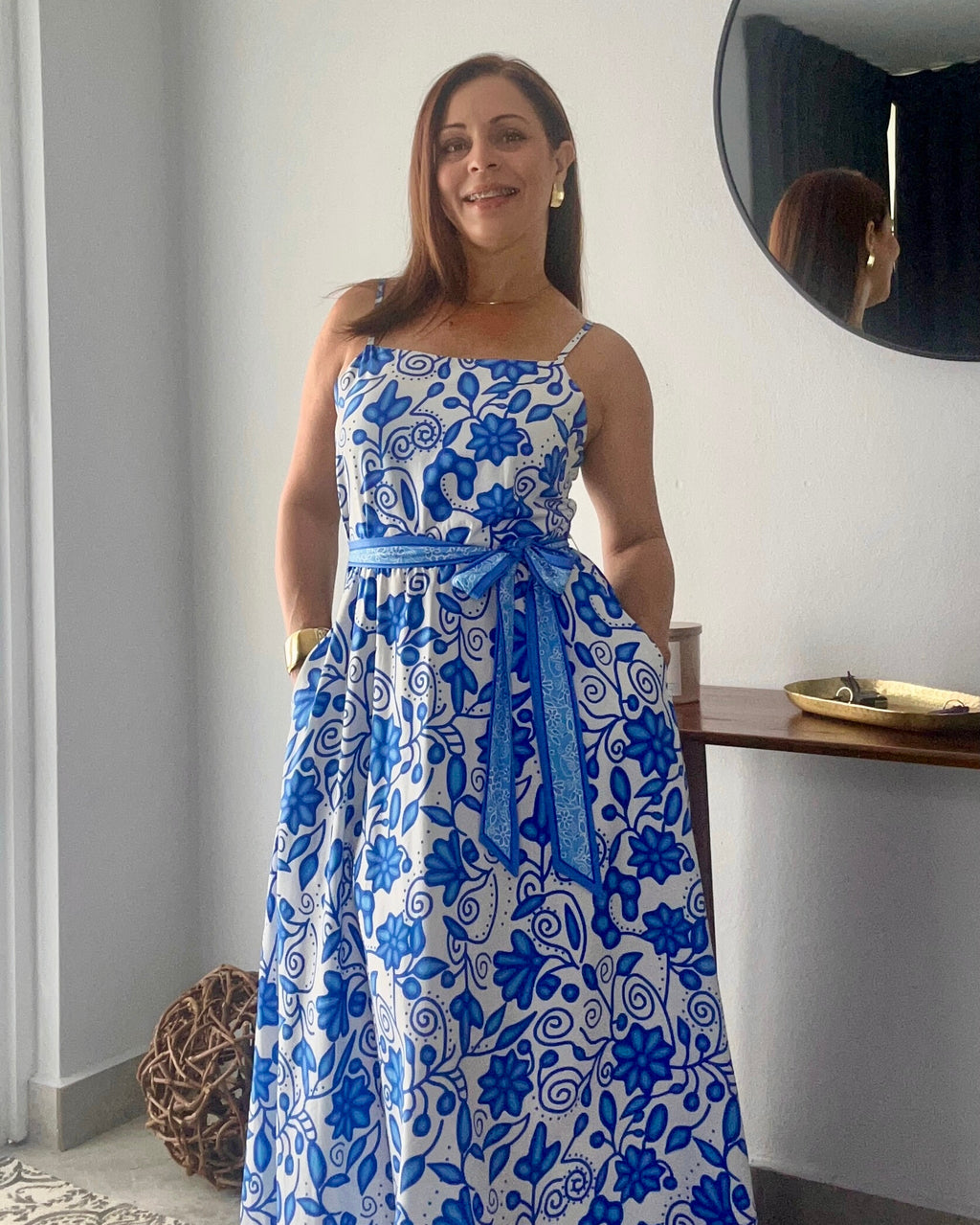 Maxi Blue floral printed dress