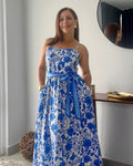 Maxi Blue floral printed dress