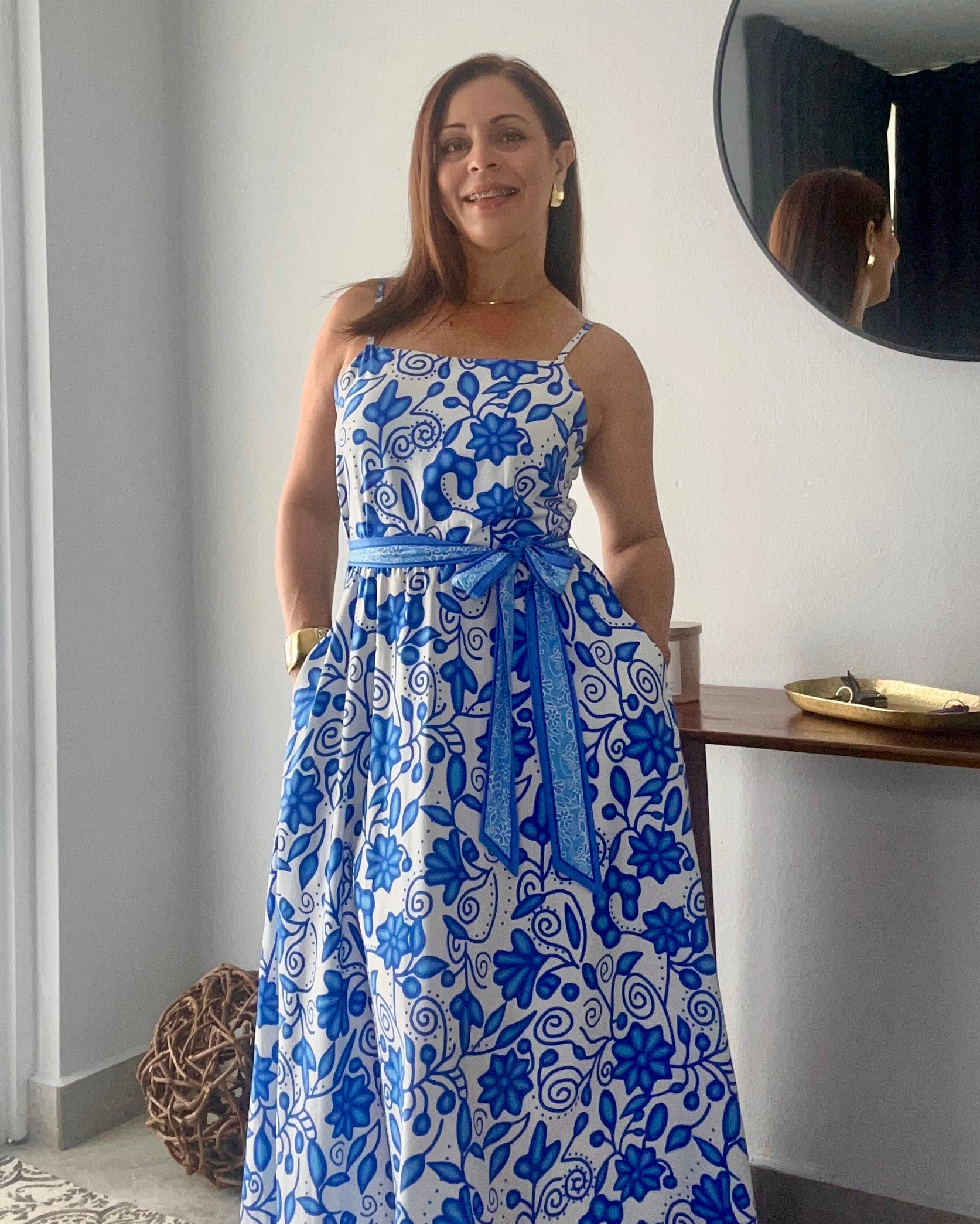 Maxi Blue floral printed dress