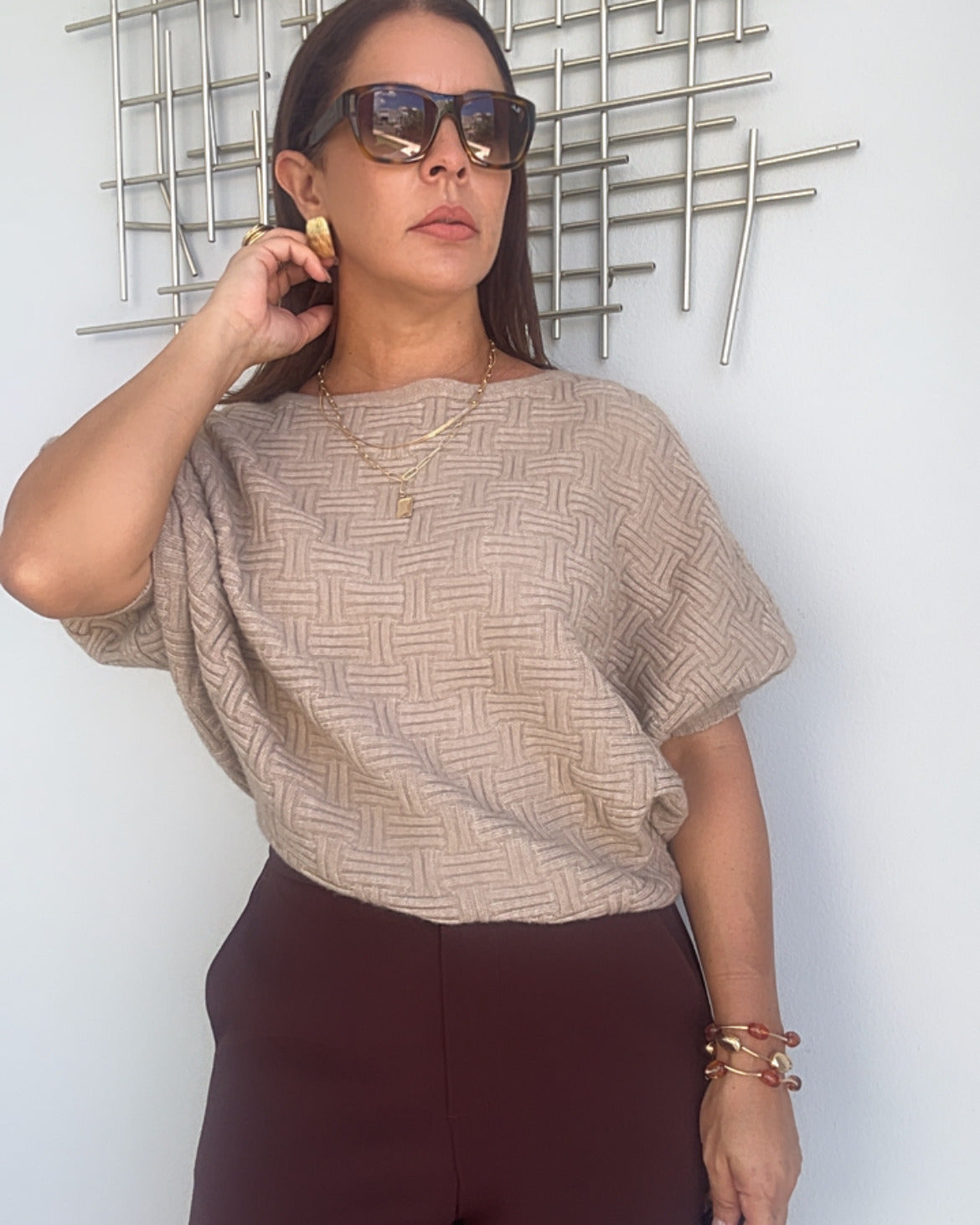 The Asymmetric Oatmeal Knit Top