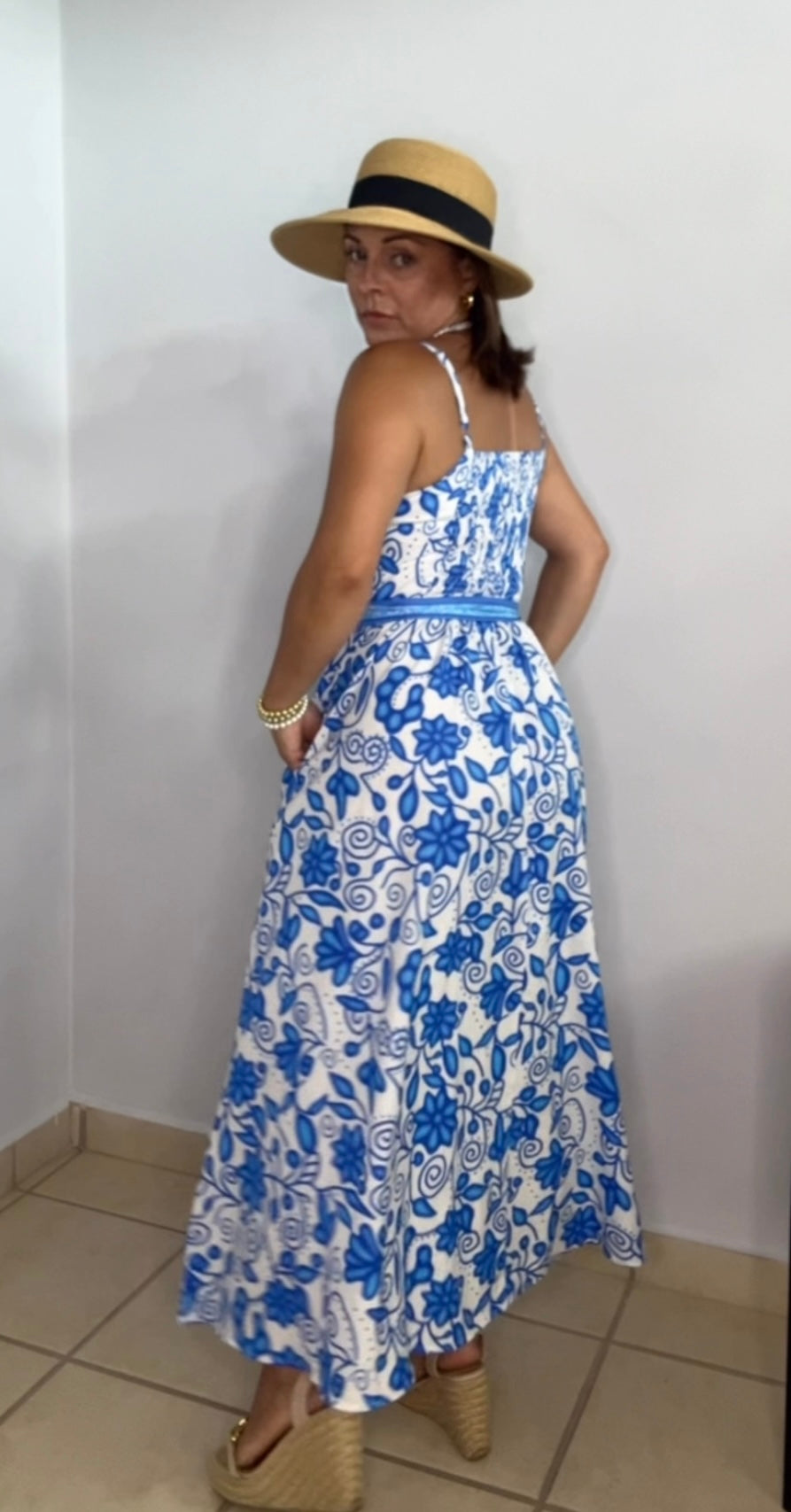 Maxi Blue floral printed dress