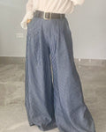 Vertical Stripe Wide Leg Pants-One Size