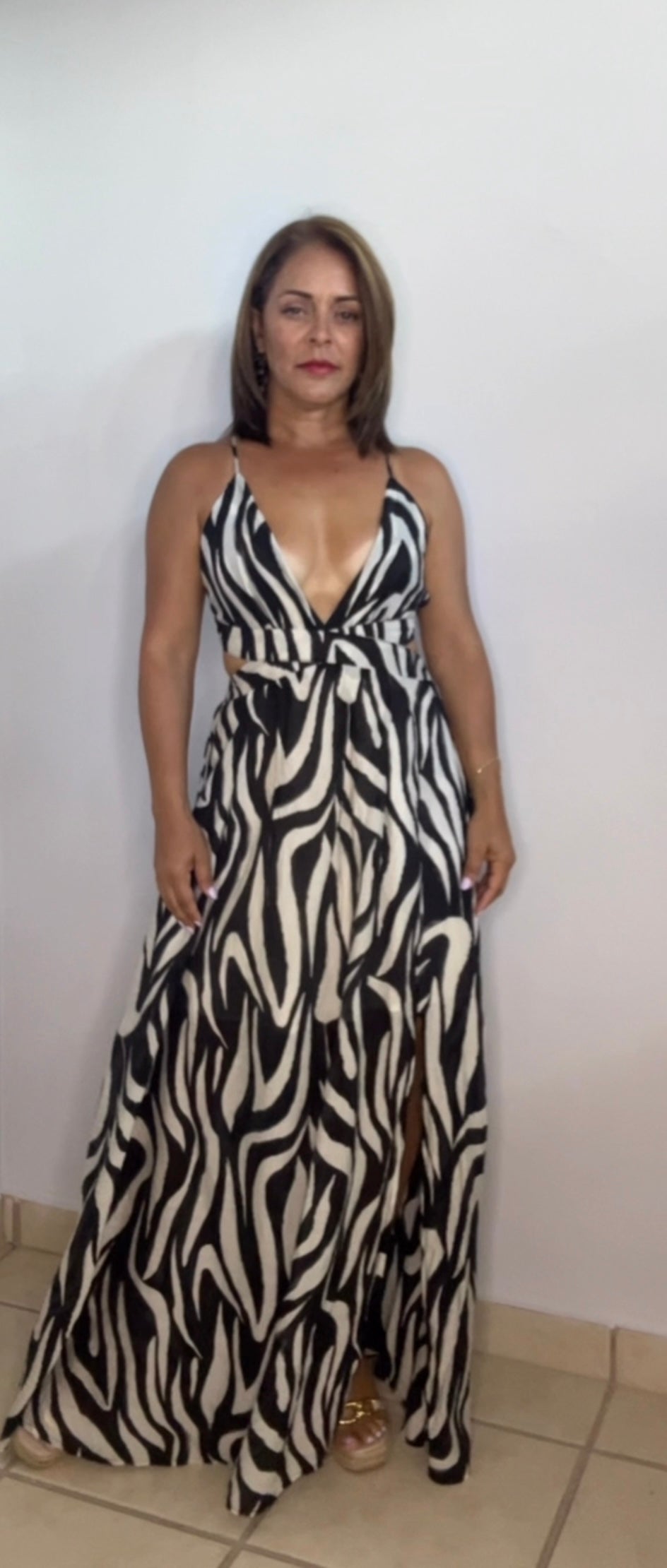 Zebra Print Boho Maxi Dress