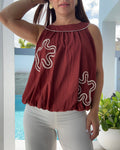 Abstract Applique Billowy Top