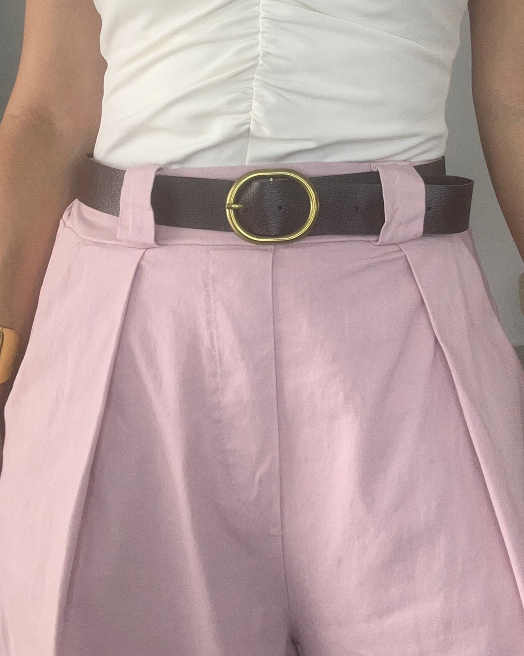High-Waisted Barrel Pants in Pastel Pink - One Size