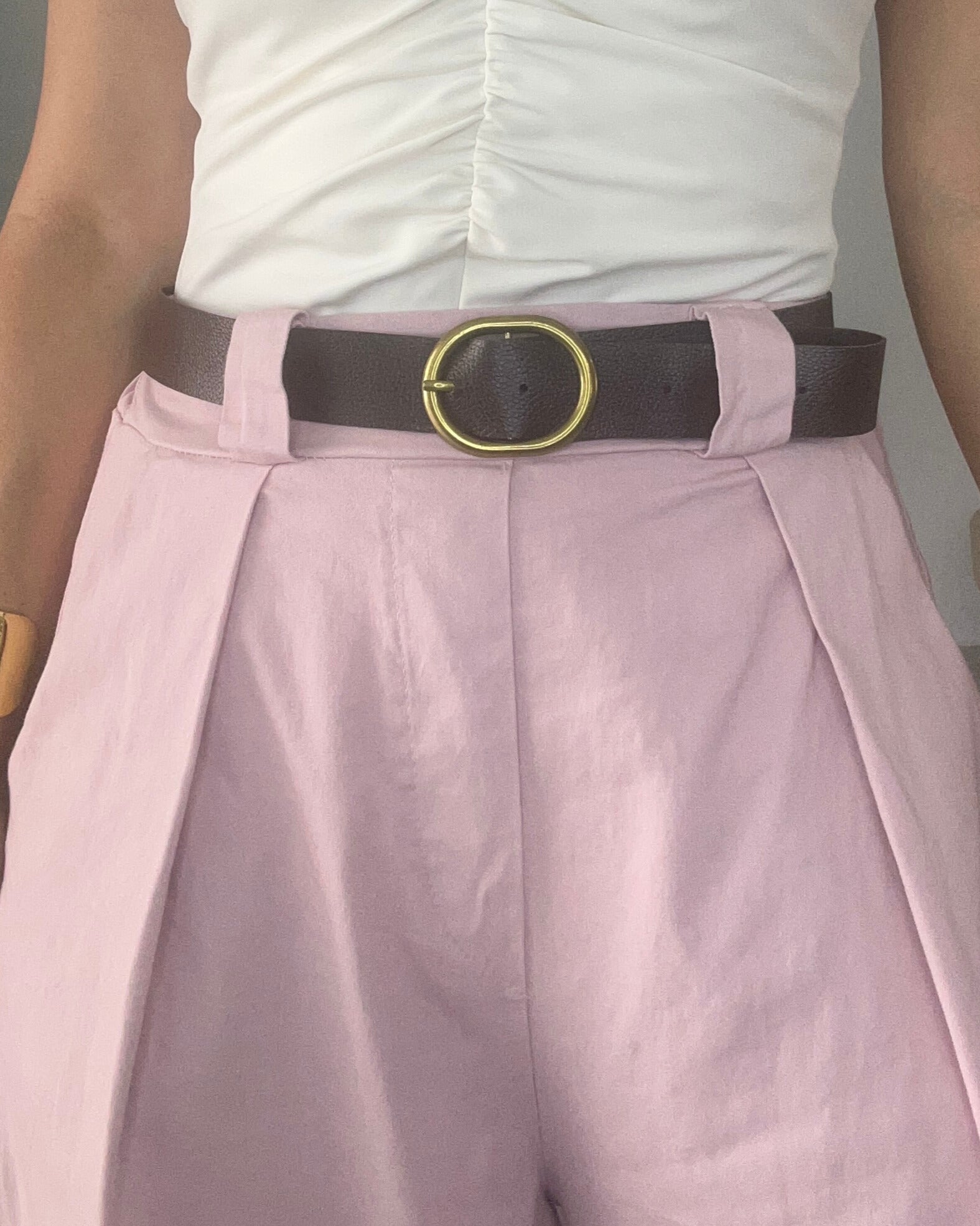 High-Waisted Barrel Pants in Pastel Pink - One Size