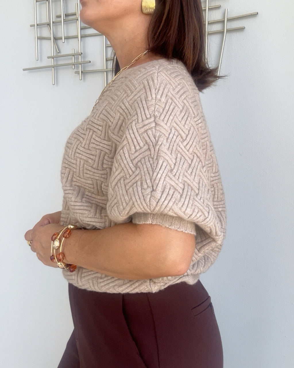 The Asymmetric Oatmeal Knit Top