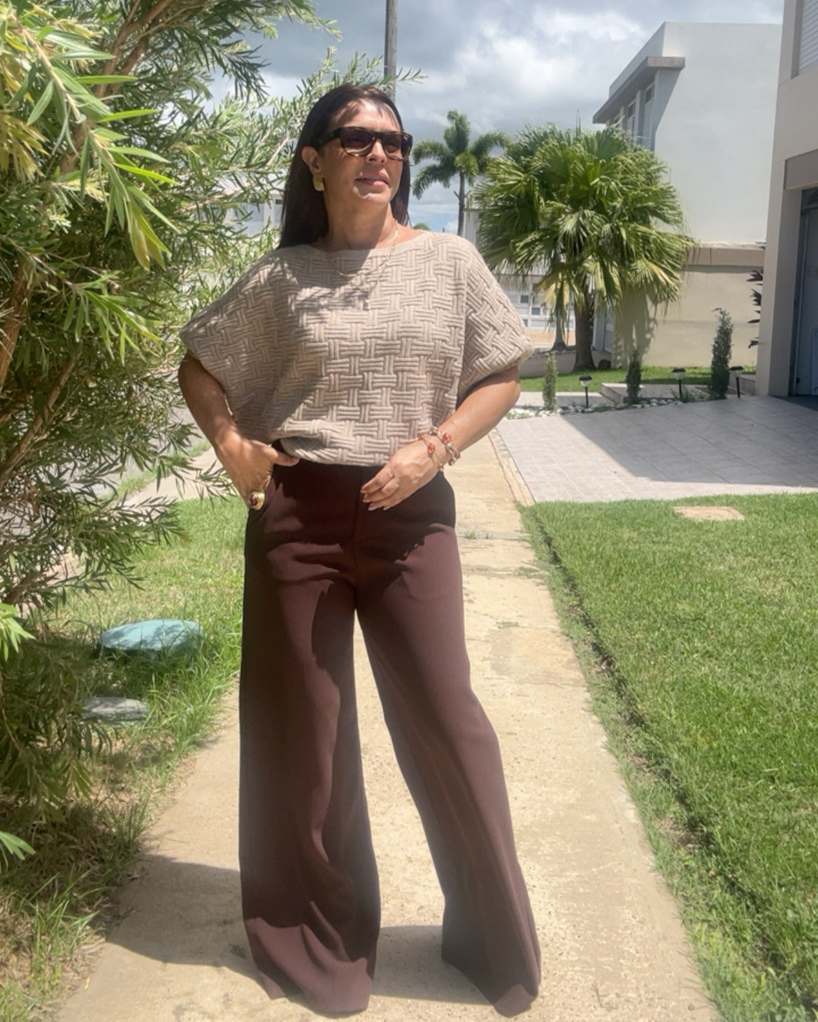 The Asymmetric Oatmeal Knit Top