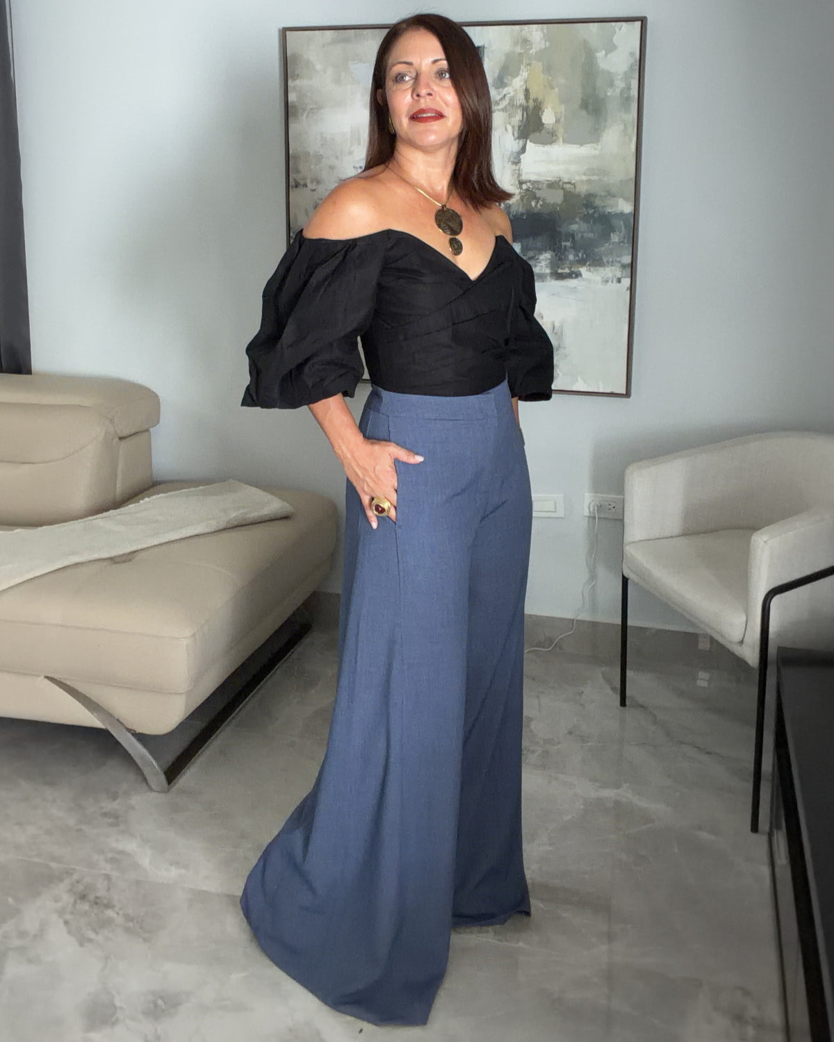 Audrey Tailored Wide-Leg Pants
